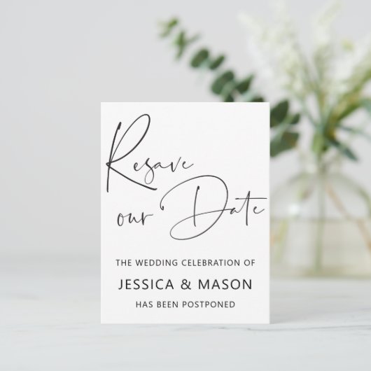 Carte Postale Réinitialiser Le Faire-part Mariage Date Reportée (Debout devant)