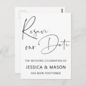 Carte Postale Réinitialiser Le Faire-part Mariage Date Reportée (Devant / Derrière)