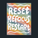 Carte Postale RÉINITIALISER REFOCUS REDÉMARRER Fun Bulle Lettres<br><div class="desc">L'art fait main pour vous ! Customisez avec votre propre texte ou modifiez les couleurs. Consultez ma boutique pour plus de couleurs et de dessins ou faites-moi savoir si vous voulez quelque chose de personnalisé!</div>