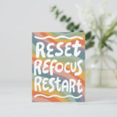 Carte Postale RÉINITIALISER REFOCUS REDÉMARRER Fun Bulle Lettres (Debout devant)