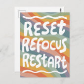 Carte Postale RÉINITIALISER REFOCUS REDÉMARRER Fun Bulle Lettres (Devant / Derrière)