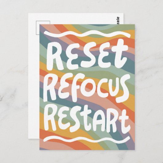 Carte Postale RÉINITIALISER REFOCUS REDÉMARRER Fun Bulle Lettres (Devant / Derrière)