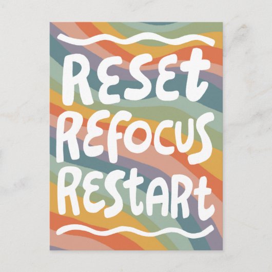 Carte Postale RÉINITIALISER REFOCUS REDÉMARRER Fun Bulle Lettres (Devant)