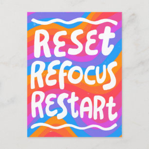Carte Postale RÉINITIALISER REFOCUS REDÉMARRER Fun Bulle Lettres