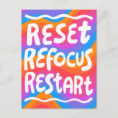 Carte Postale RÉINITIALISER REFOCUS REDÉMARRER Fun Bulle Lettres (Devant)