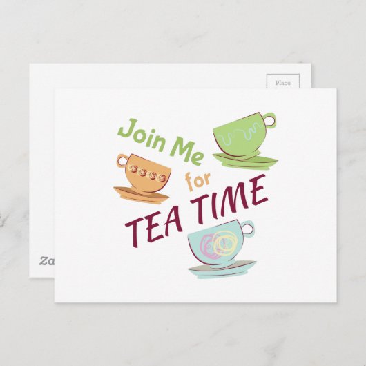 Carte Postale Rejoignez-moi pour le thé (Devant / Derrière)