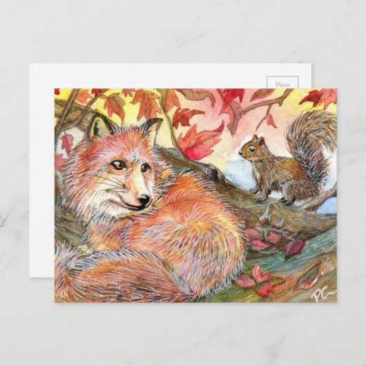 Carte Postale Rejoignez-Moi Pour Une Sieste Avec Fox Et Écureuil (Devant / Derrière)