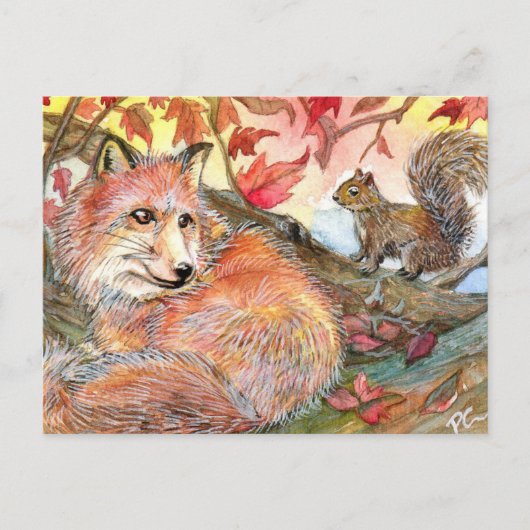 Carte Postale Rejoignez-Moi Pour Une Sieste Avec Fox Et Écureuil (Devant)
