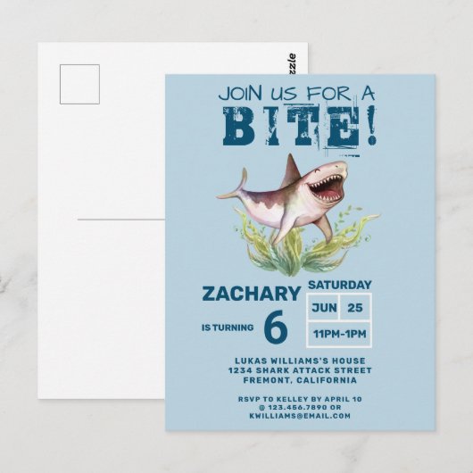 Carte Postale Rejoignez-nous pour une fête d'anniversaire de pet (Devant / Derrière)