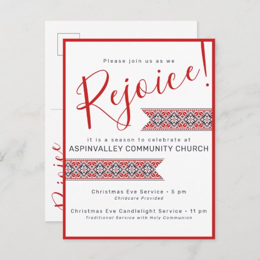 Carte Postale Réjouissez | Poinsettia d'art populaire slave (Devant / Derrière)