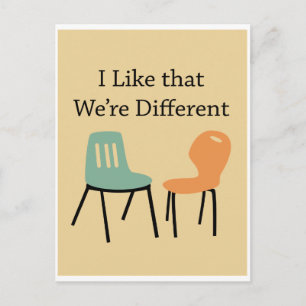 Carte Postale Relation d'amour J'aime que nous sommes différents