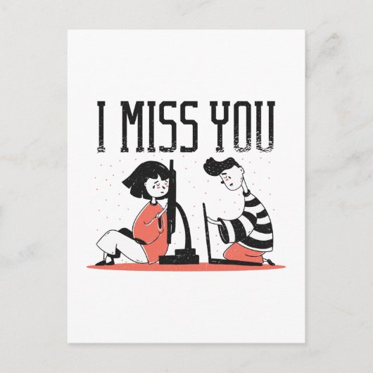 Carte Postale Relation Rencontres en ligne MISS YOU Cadeau migno (Devant)
