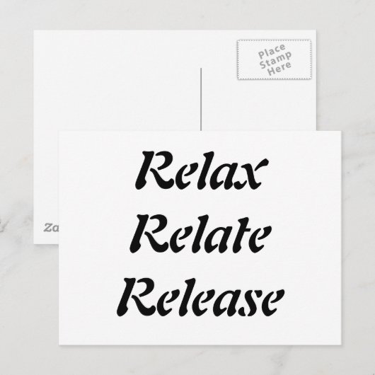 Carte Postale Relax, Relax, Release, (Devant / Derrière)