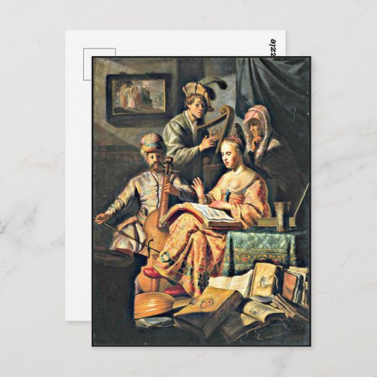 Carte Postale Rembrandt - Allégorie musicale (Devant / Derrière)