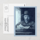 Carte Postale Rembrandt Dessin à une fenêtre (Devant / Derrière)