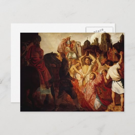 Carte Postale Rembrandt - La Lapidation De St. Stephen (Devant / Derrière)