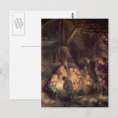 Carte Postale Rembrandt- L'Adoration des Bergers (Devant / Derrière)
