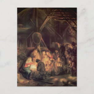 Carte Postale Rembrandt- L'Adoration des Bergers