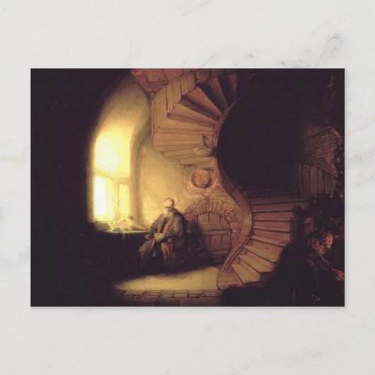 Carte Postale Rembrandt - Philosophe en méditation (Devant)