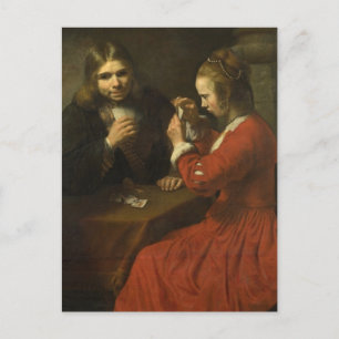 Carte Postale Rembrandt : Un jeune homme et une fille qui jouent