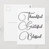 Carte Postale Remerciant Grâcié Bénis écriture Thanksgiving (Devant / Derrière)