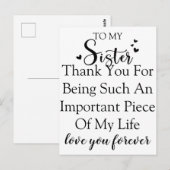 Carte Postale Remerciement à ma sœur pour être dans ma vie (Devant / Derrière)