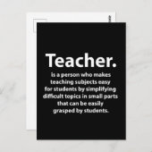 Carte Postale Remerciement aux enseignants Noir et Blanc (Devant / Derrière)