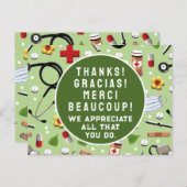 Carte Postale Remerciement aux infirmières (Devant / Derrière)