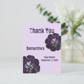 Carte Postale Remerciement Baby Shower Fleur Violette Merci (Debout devant)