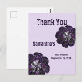 Carte Postale Remerciement Baby Shower Fleur Violette Merci (Devant / Derrière)