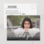 Carte Postale Remerciement Chic Photo Diplôme Écriture Blanche (Devant / Derrière)