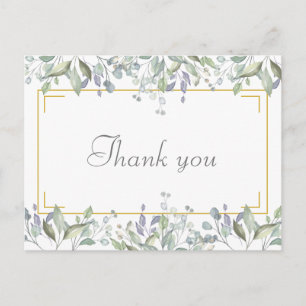 Carte Postale Remerciement commercial de script floral élégant