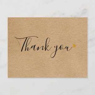 Carte Postale Remerciement d'affaires de Rustic Kraft Script