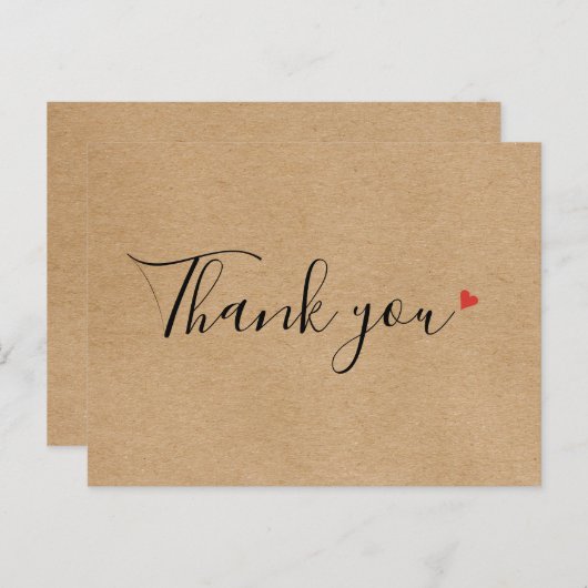 Carte Postale Remerciement d'affaires de script simple de Kraft  (Devant / Derrière)