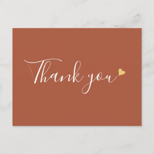 Carte Postale Remerciement d'affaires écriture coeur or terre cu
