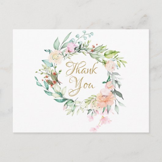 Carte Postale Remerciement d'affaires Élégant Couronne de Roses (Devant)