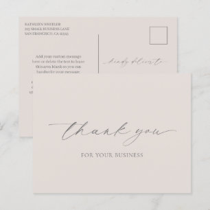 Carte Postale Remerciement d'affaires élégant moderne beige neut