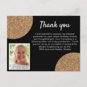 Carte Postale Remerciement d'anniversaire photo paillettes or no (Devant)