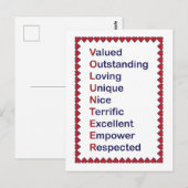 Carte Postale Remerciement d'appréciation pour bénévole Cœurs ro (Devant / Derrière)