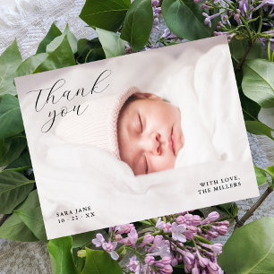 Carte Postale Remerciement de Baby Shower Chic avec Photo Person