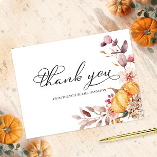 Carte Postale Remerciement de Baby Shower de Mariage Feuilles d'
