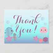 Carte Postale Remerciement de Baby Shower Océan sous la Mer (Devant)