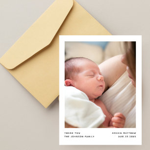 Carte Postale Remerciement de Baby Shower Photo Minimaliste Mode