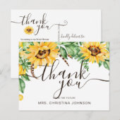 Carte Postale Remerciement de Baby Shower Rustique Tournesol (Devant / Derrière)