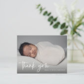 Carte Postale Remerciement de baptême religieux en écriture mode (Debout devant)