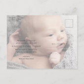 Carte Postale Remerciement de bébé photo de script moderne (Dos)