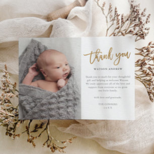 Carte Postale Remerciement de bébé photo de script moderne