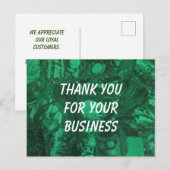 Carte Postale Remerciement de Client Appréciation Marbré Vert (Devant / Derrière)