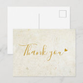 Carte Postale Remerciement de cœur doré boho rustique (Devant / Derrière)