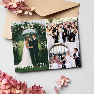 Carte Postale Remerciement de Collage de Photos de Mariage